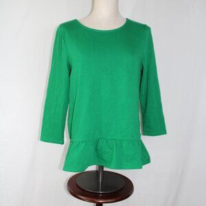 Talbots Women’s 3/4 Sleeve Peplum Blouse Top Size Small Green Zip up Back Cotton